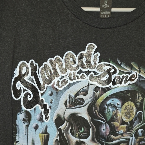 Gildan Black Fawn River STONED TO THE BONE Tee with Skull Design NWOT LOT A - Picture 5 of 7